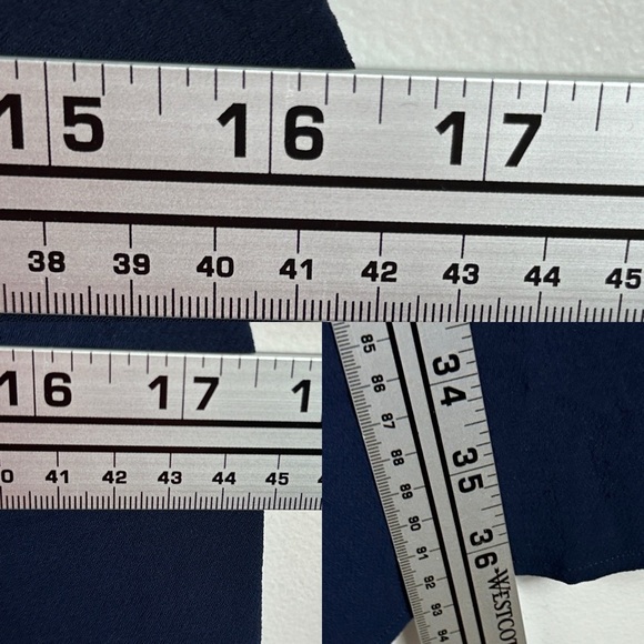 Sezane Olymea‎ Dress Navy Blue Size 36 French / US 4 V-Neck Ruffle Minimalist - Picture 11 of 14